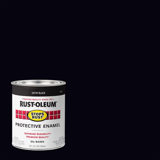 Rust-Oleum Satin Black Oil Based Protective Rust Control Enamel Paint 1 qt. (Pack of 2)