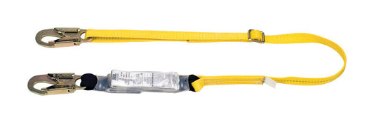 Safety Works Workman Unisex Polyester Shock Absorbing Lanyard Yellow 1 pc