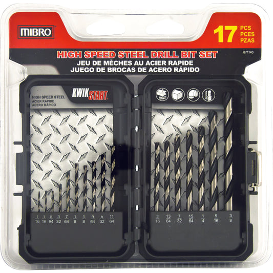 Mibro High Speed Steel Drill Bit Set 3-Flat Shank 17 pc