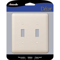 Amerelle Devon Almond 2 gang Stamped Steel Toggle Wall Plate 1 pk