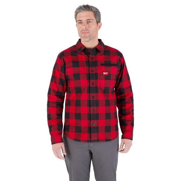 Camisa de franela roja con cuello de manga larga Milwaukee Gridiron L para hombre