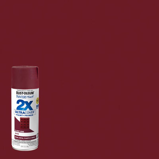 Rust-Oleum Claret Wine Satin Sheen Multi-Purpose Spray Paint 10 to 12 sq. ft. Coverage, 12 oz.