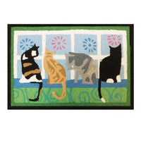 Jellybean 20 in. W X 30 in. L Multicolored Kitties In The Window Polyester Accent Rug