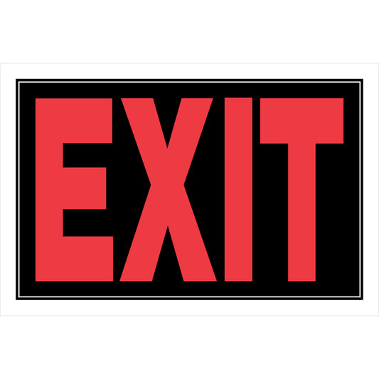 Hillman English Black Exit Sign 8 in. H X 12 in. W (Pack of 6)