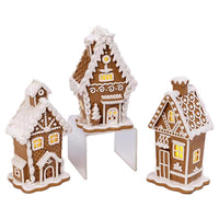 Gerson LED Brown/White Lighted Gingerbread House Indoor Christmas Decor 7 in. (Pack of 3)