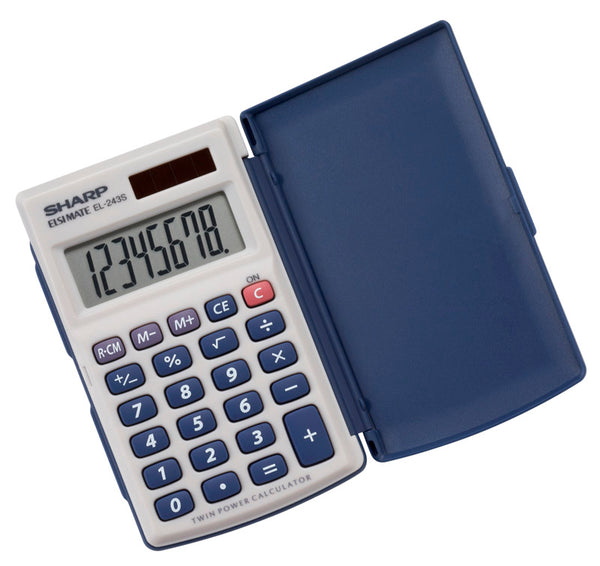Calculadora de bolsillo solar Sharp Blue/Gray de 8 dígitos: ¡Oferta de la semana!