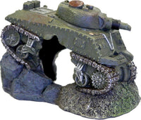 Exotic Environments Army Tank Aquarium Ornament with Cave Resin Decoration for Freshwater or Saltwater Tanks