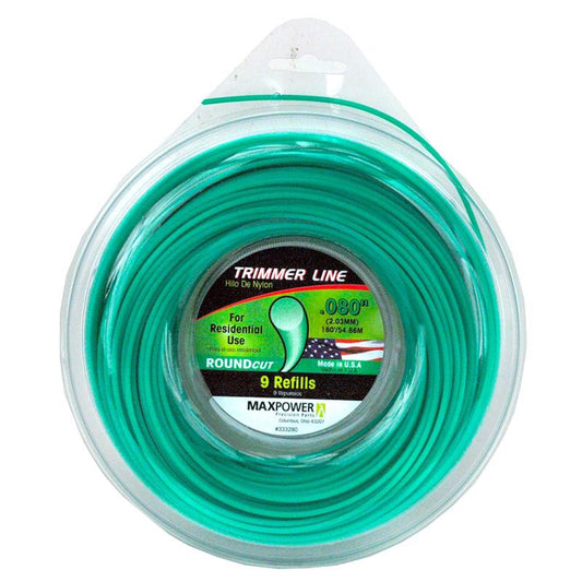 Maxpower 333280C .080" x 180' Green RoundCut Trimmer Line 5 Piece Display