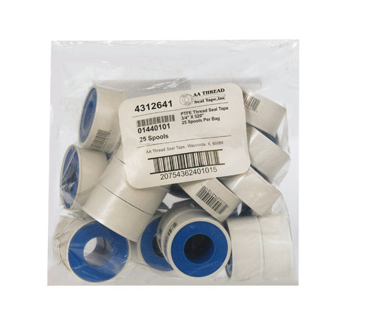 AA Thread Seal Blue 520 in. L x 3/4 in. W Thread Seal Tape 0.4 oz. (Pack of 25)