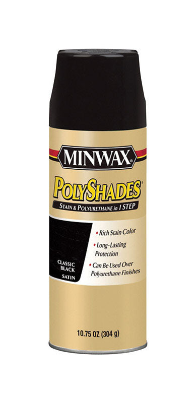 Minwax PolyShades Classic Black Satin Fast Drying Polyurethane Spray 10.75 oz. for Interior Wood