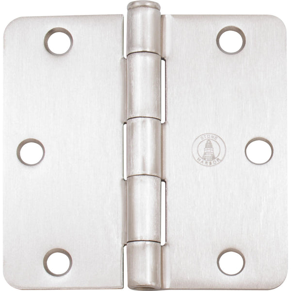 Standard Hinge, 3-1/2 Inches, 1/4" Radius Corner, Bulk Pack (100 Each), Satin Nickel by Stone Harbor Hardware