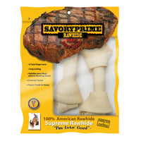 Savory Prime American Supreme Medium Adult Knotted Bone Beef Rawhide 6-7 in. L 2 pk