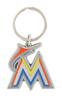 Hillman Miami Marlins Metal Silver Decorative Key Chain (Pack of 3).