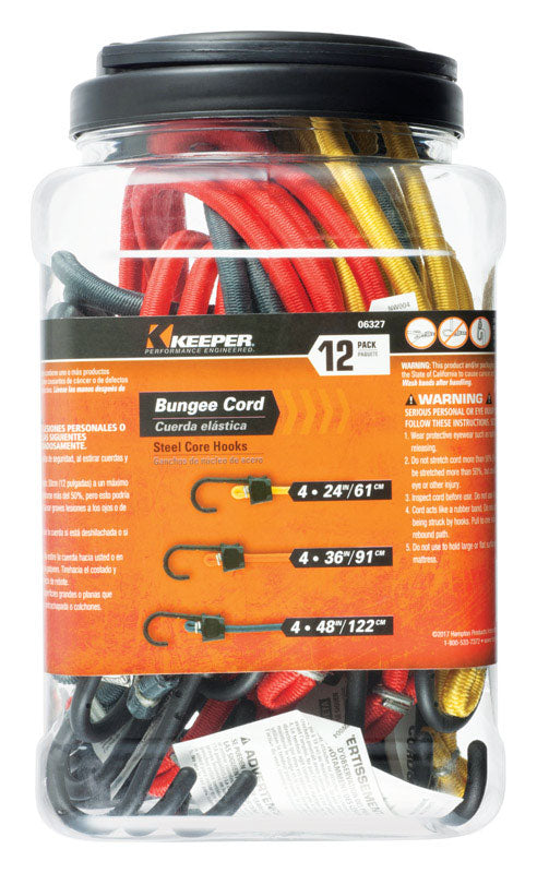 Keeper Assorted Bungee Cord Set 0.315 in. L x 0.315 in. 12 pk