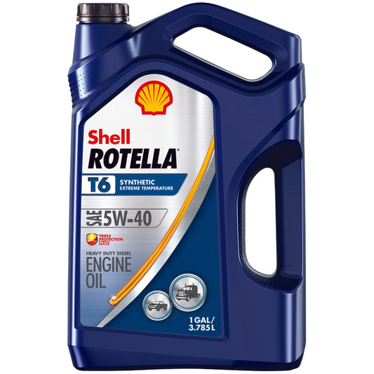 Shell Rotella T6 5W-40 4 Cycle Engine Heavy Duty Motor Oil 1 gal. (Pack of 3)