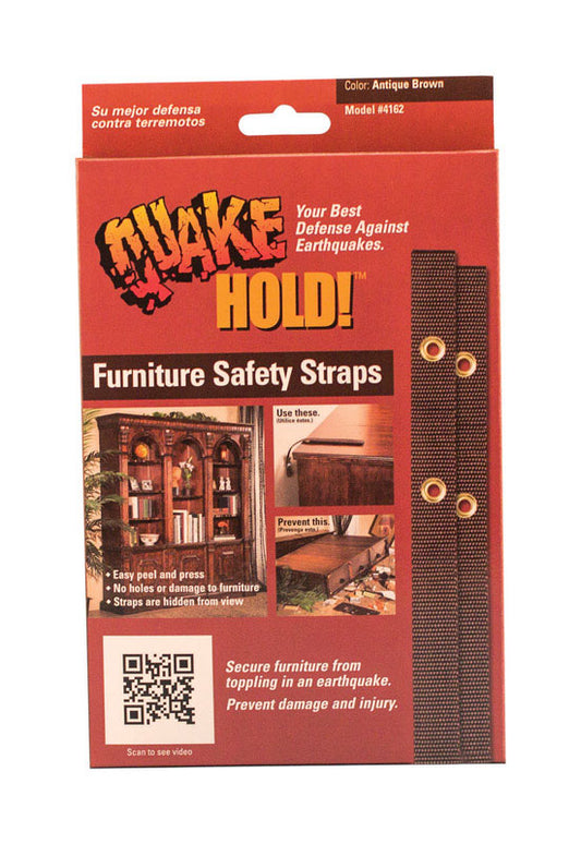 Quake Hold Nylon Self Adhesive Furniture Strap Brown Assorted 1 in. W X 15 in. L 1 pk