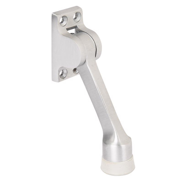 Soporte para puerta con sistema Kick-Down de cromo satinado y latón de Brinks. Se monta en la puerta a 1 pulg.