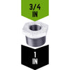 BK Products 1 in. MPT x 3/4 in. Dia. FPT Galvanized Malleable Iron Hex Bushing (Pack of 5)