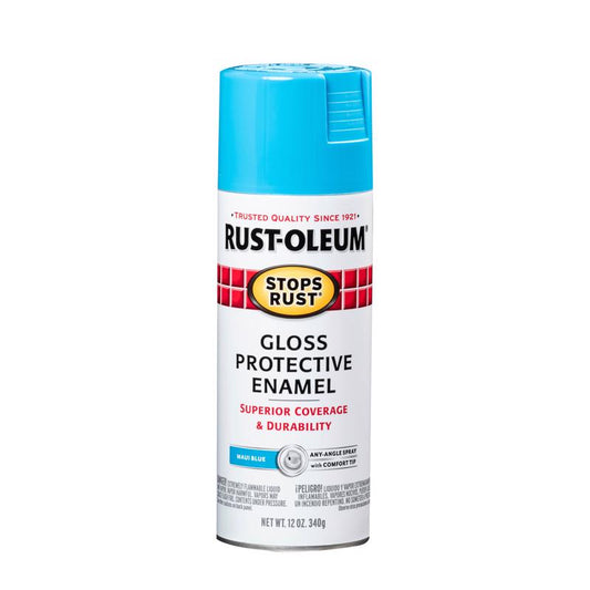Rust-Oleum Maui Blue Gloss Sheen Indoor/Outdoor Spray Paint 10 to 12 sq. ft. Coverage, 12 oz.