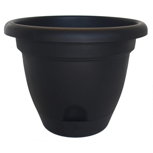 Bloem Lucca Black Resin UV-Resistant Round Planter 12.4 H x 15 Dia. in.