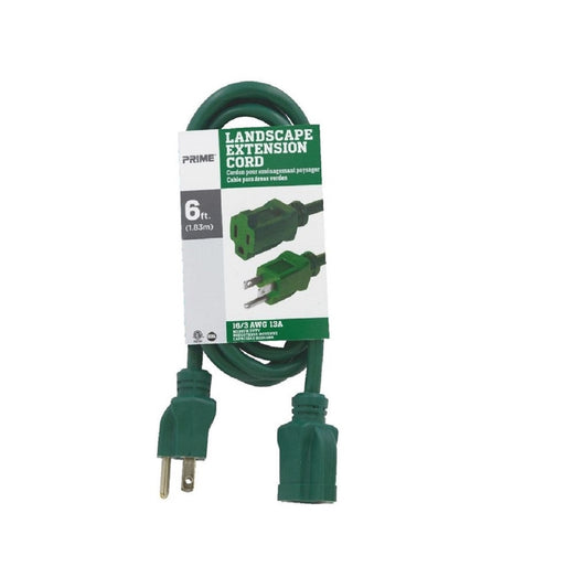 Prime Outdoor 6 ft. L Green Extension Cord 16/3 SJTW