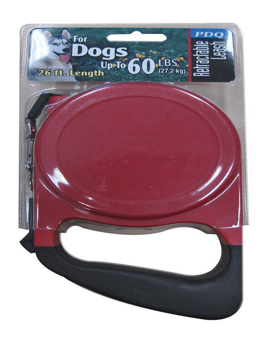 PDQ Red / Black Cotton/Nylon Dog Retractable Leash Medium/Large