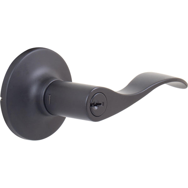 Beaverton Door Lever, Entry Latch, SC Keyway, Clear Pack, Matte Black by Stone Harbor Hardware