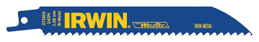 Irwin WeldTec 6 in. Bi-Metal Reciprocating Saw Blade 24 TPI 5 pk