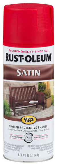 Rust-Oleum Stops Rust Satin Red Spray Paint 12 oz. (Pack of 6)