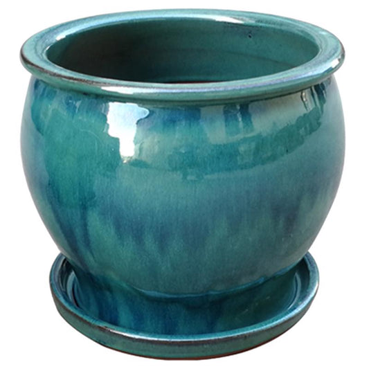 Trendspot 8 in. H x 8 in. W Ceramic Flower Pot Green (Pack of 2)