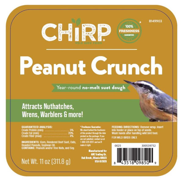 Chirp Peanut Crunch No Melt Suet Peanut Suet 11 oz (Pack of 12)