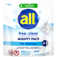 All Mighty Pacs Free & Clear Scent Laundry Detergent Pod 25.8 oz 39 pk (Pack of 6)