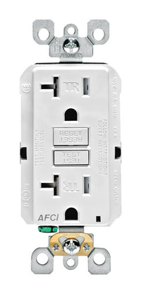 Leviton Decora 20 amps 125 V White AFCI Outlet 5-20R 1 pk