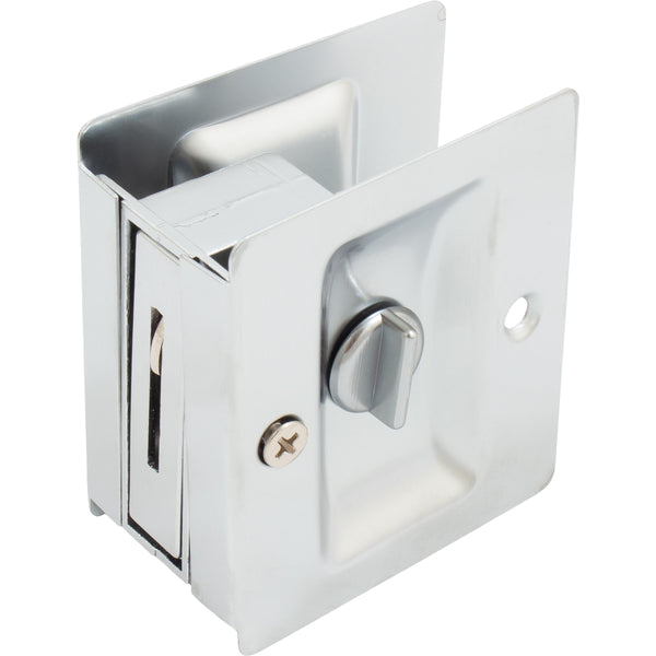 Premium Square Pocket Door Lock, Privacy (Bed/Bath) Latch, Clear Pack, Satin Chrome by Stone Harbor Hardware