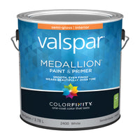 Valspar Medallion Semi-Gloss White Paint and Primer Interior 1 gal (Pack of 4)