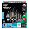 Feit Enhance CA10 (Flame Tip) E12 (Candelabra) Filament LED Bulb Daylight 60 Watt Equivalence 6 pk - Open Box