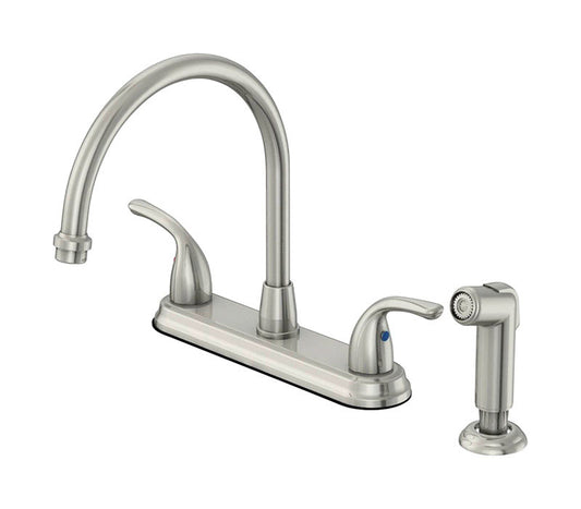 OakBrook Pacifica High Arc Two Handle Chrome Kitchen Faucet Side Sprayer Included