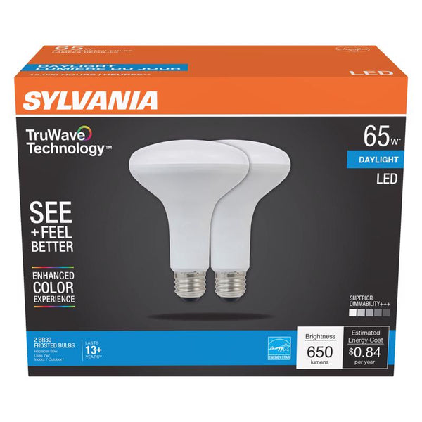 Sylvania TruWave BR30 E26 (Medium) LED Floodlight Bulb Daylight 65 Watt Equivalence 2 pk - Deal of The Week