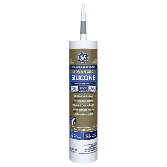 General Electric Light Gray Advanced Silicone Window & Door Sealant​ 10.1 oz. (Pack of 12)