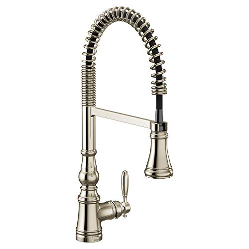 Polished nickel one-handle high arc pulldown kitchen faucet
