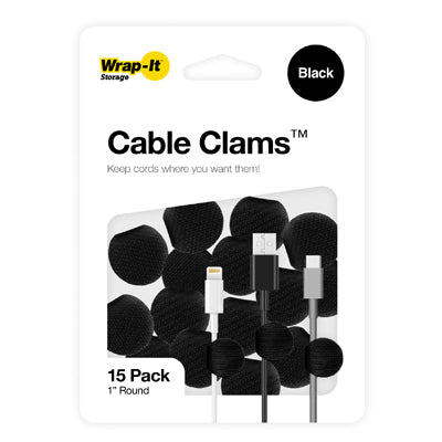 Storage Cable Clam, Black, 1-In., 15-Pk.