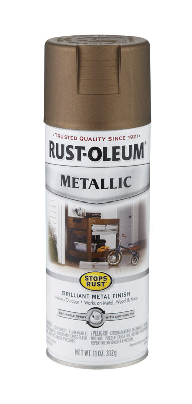 Rust-Oleum Stops Rust Antique Brass Metallic Spray Paint 11 oz. (Pack of 6)