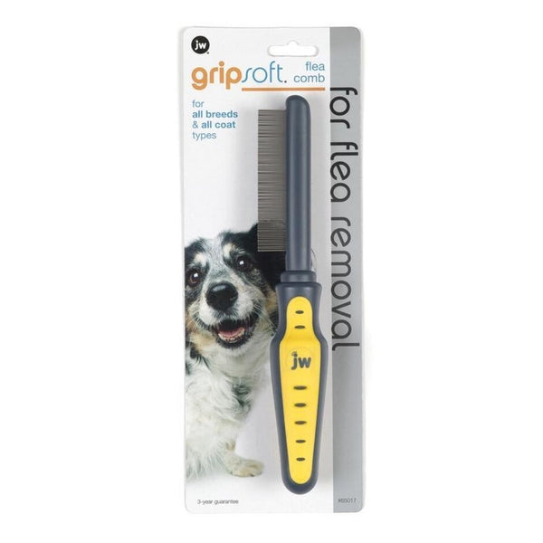 Peine antipulgas para mascotas, gris y amarillo