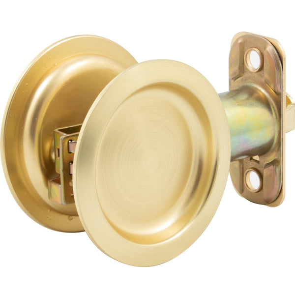 Cerradura redonda para puerta corrediza empotrada, función pasaje, con pestillo de 2-3/8 in. - latón satinado (A) - Oferta de la semana