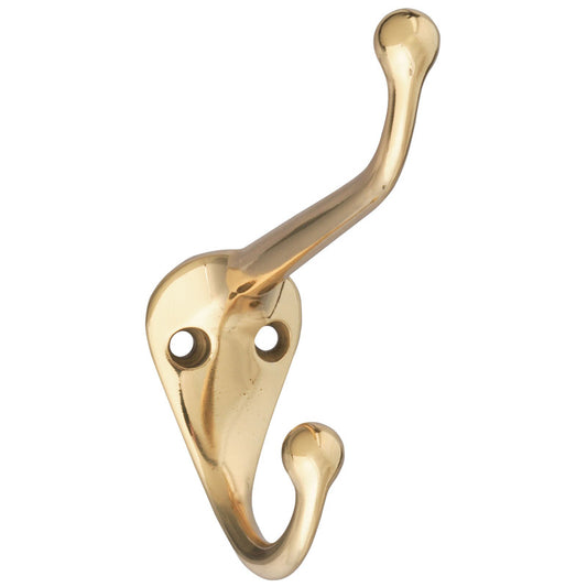 National Hardware 2 in. L Bright Brass Solid Brass Coat/Hat Hook 75 lb. cap. (Pack of 5)