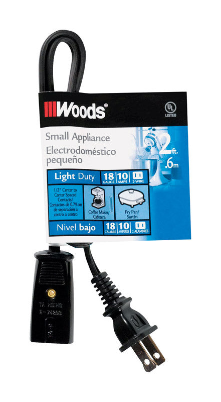 Woods 18/2 HPN 125 V 2 ft. L Small Appliance Cord