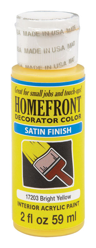 Homefront Decorator Color Satin Bright Yellow Hobby Paint 2 oz. (Pack of 3)