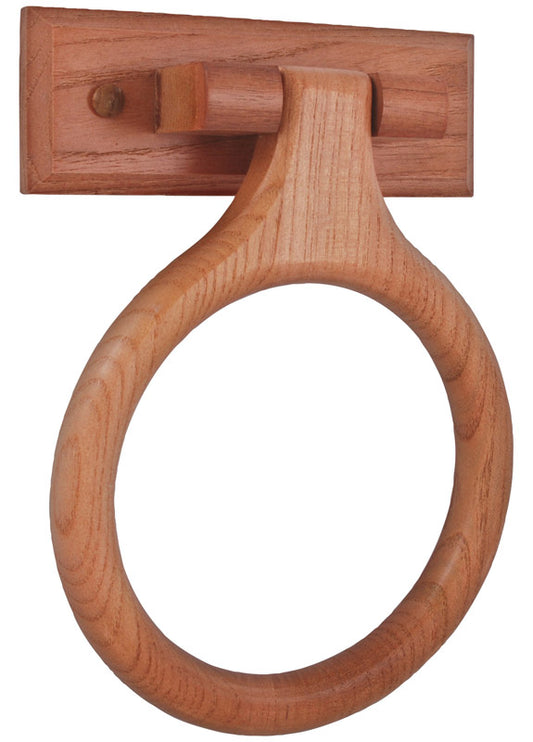Oak Brook Exquisite Rustic Oak Wood Bathroom Towel Ring 9-1/4 Dia. in. with Hardware