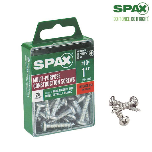 SPAX No. 10 x 1 in. L Phillips/Square Zinc-Plated Multi-Purpose Screws 20 pk