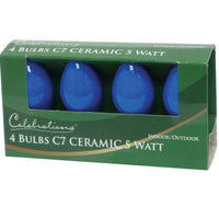 Celebrations Incandescent C7 Blue 4 ct Replacement Christmas Light Bulbs 0.08 ft.